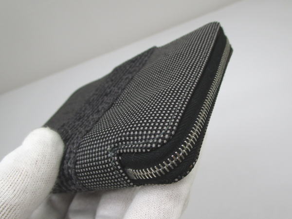 444 エルメス パースPM エールライン キャンバス グレー ラウンドファスナー財布 - 画像 (4)