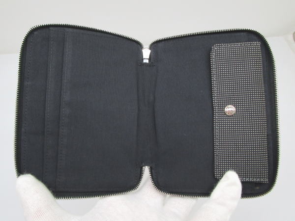 444 エルメス パースPM エールライン キャンバス グレー ラウンドファスナー財布 - 画像 (5)