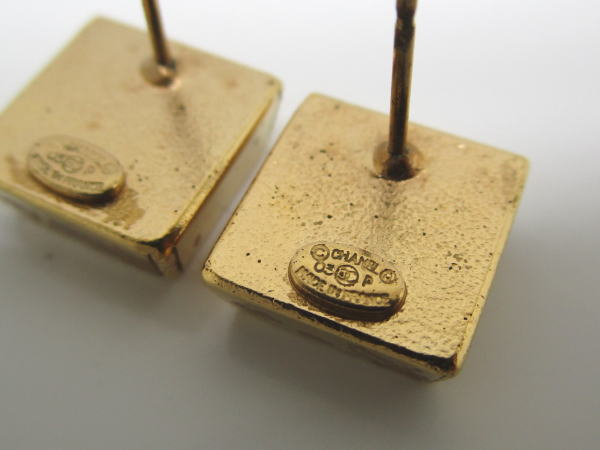 792 シャネル ココマークピアス スクエア ゴールドメッキ サーモンピンク - 画像 (6)