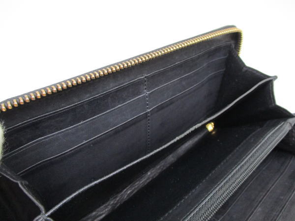 846 グッチ ラウンドファスナー長財布 ウーブンウェブ 264733 レザー ブラック - 画像 (8)