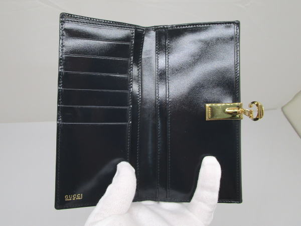 851 グッチ 2つ折り長財布 035・3281・1841・0 オールド レザー ブラック - 画像 (7)